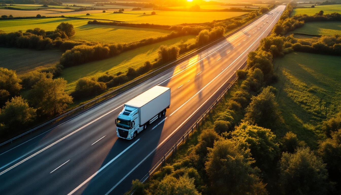 Camion de déménagement longue distance sur autoroute